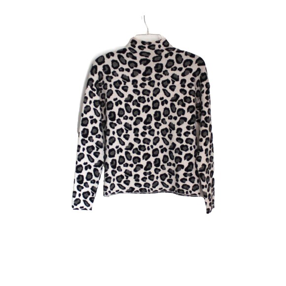 Tahari Sweater Mock Neck Black White & Gray Leopard Print Size Small - Picture 1 of 3
